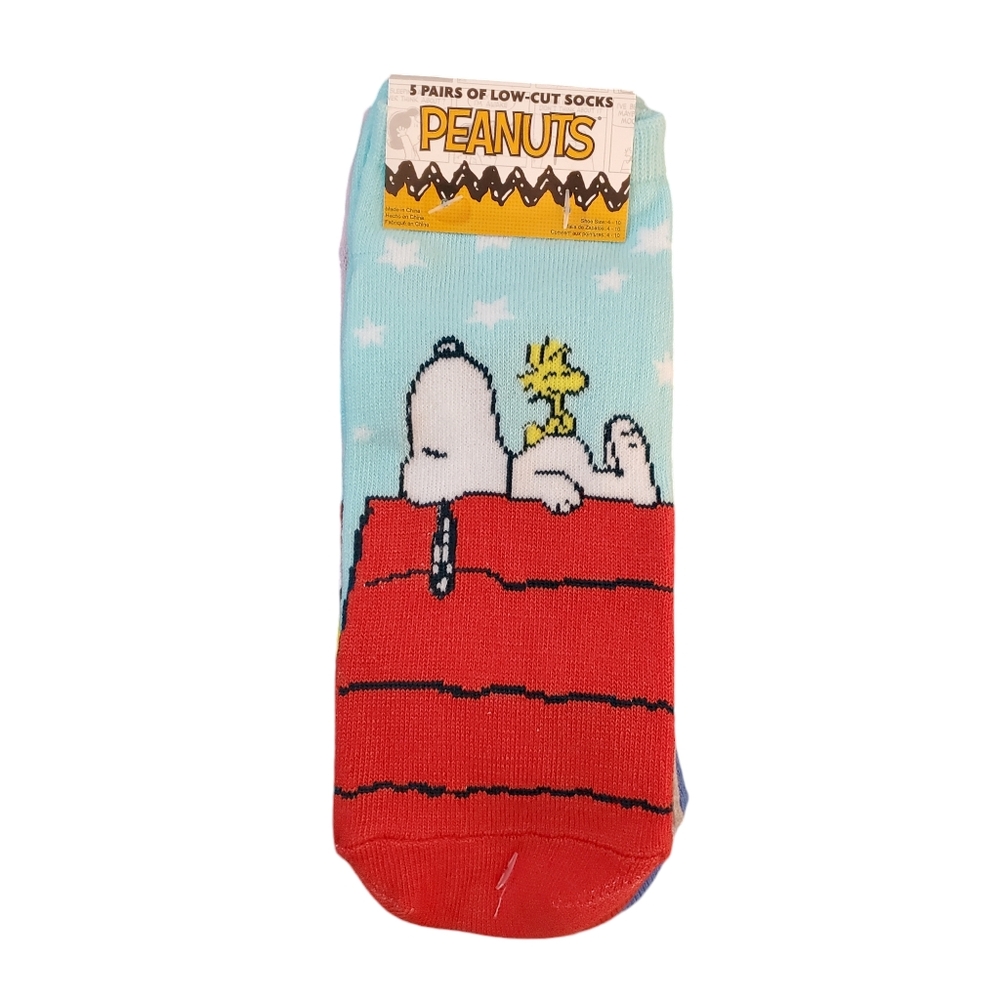 Peanuts Snoopy, Joe Cool, Woodstock Low Cut Socks 5 Pairs New Women‎